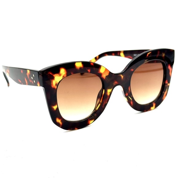Accessories - Designer Oversize Fashion Sunglasses Brown Tortoise Shell Frame & Gradient Lens